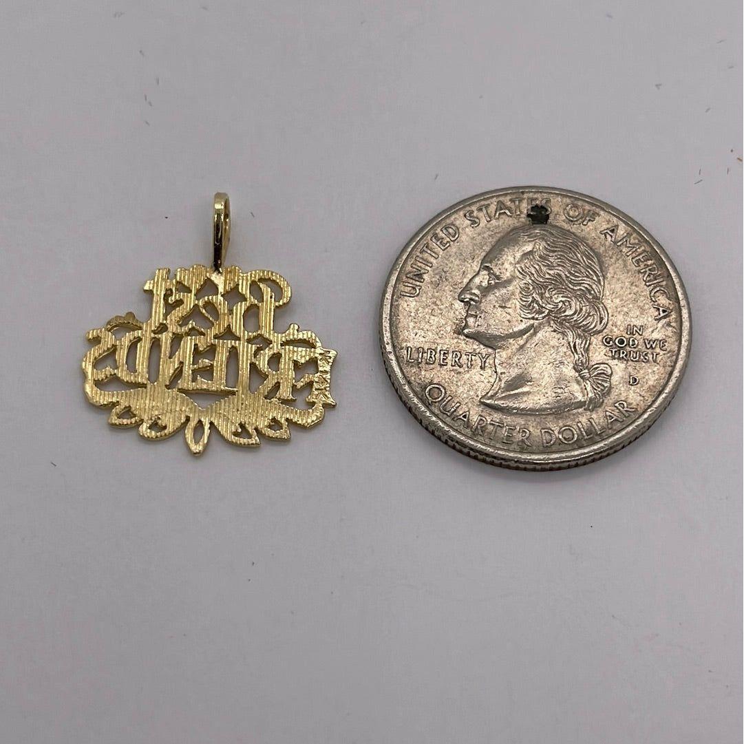 14K Yellow Gold Best Friends Charm Pendant P014