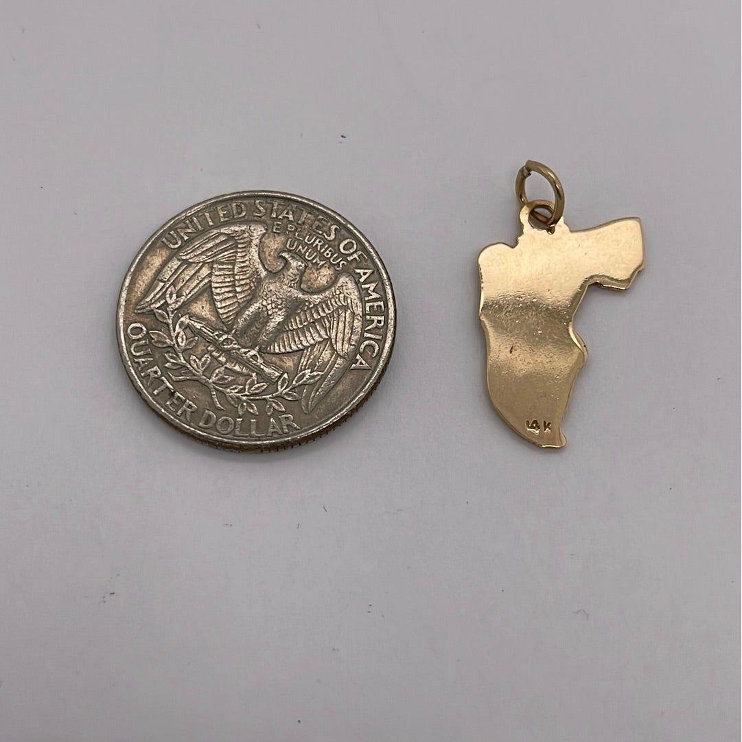 14K Yellow Gold Florida State Charm Pendant P059