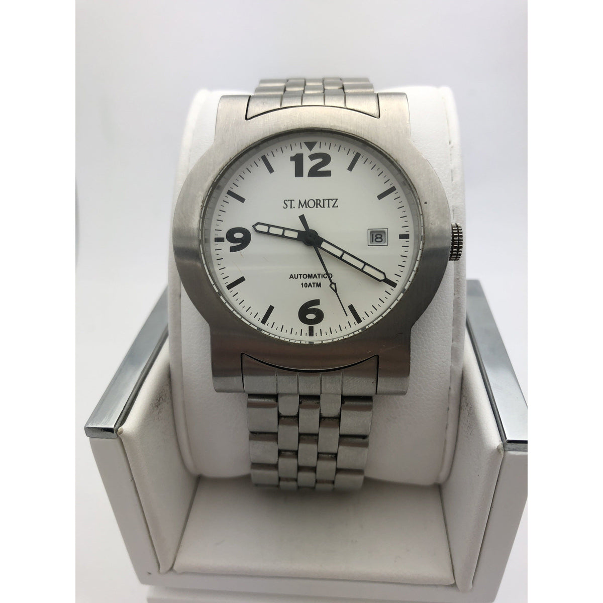 St. Moritz Men's White Dial Silver Tone Stainless Steel Watch 2113