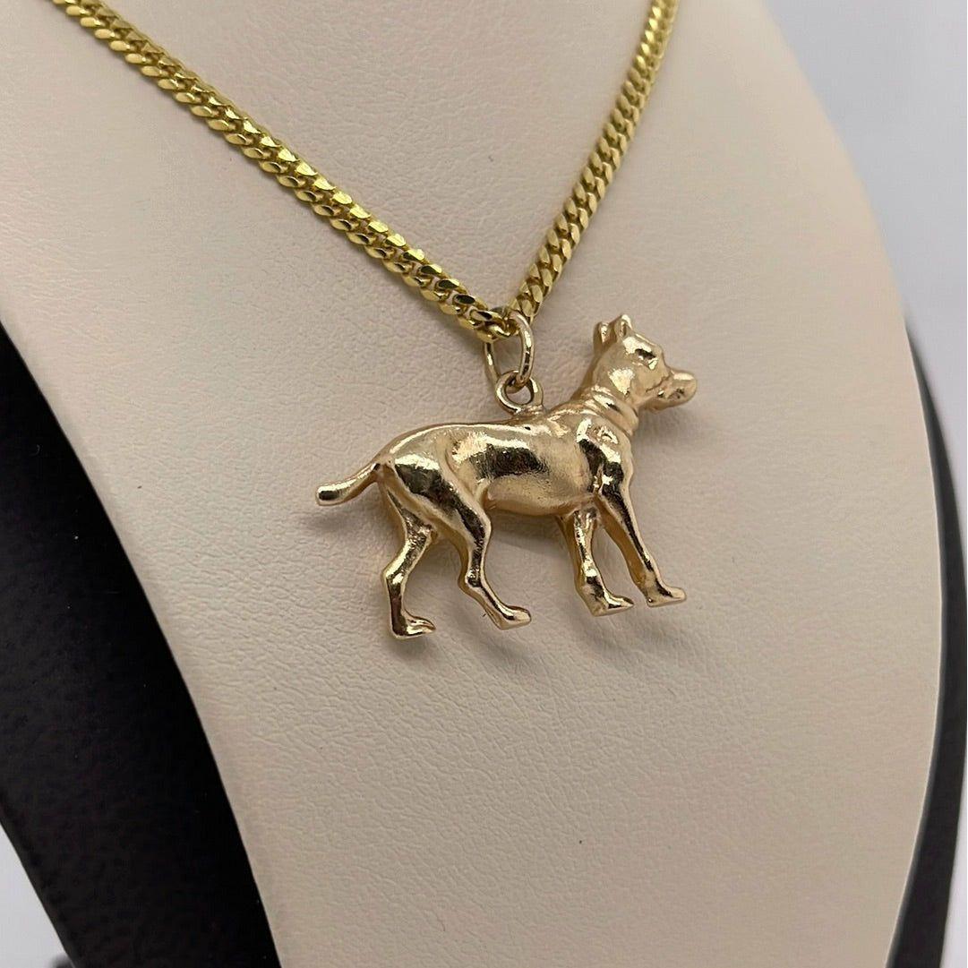 14K Yellow Gold Dog Charm Pendant P068