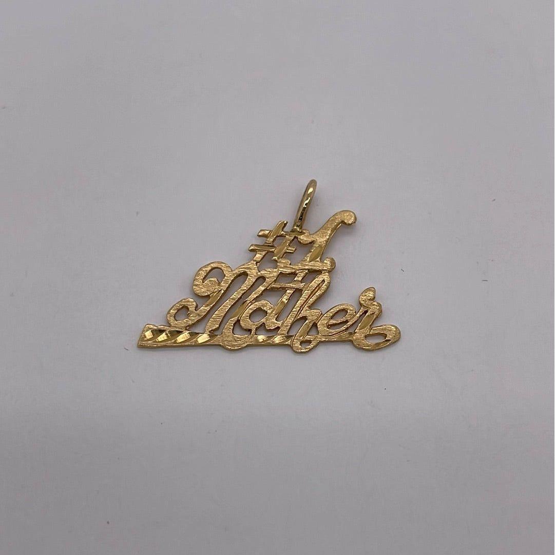 14K Yellow Gold #1 Mother Charm Pendant P005