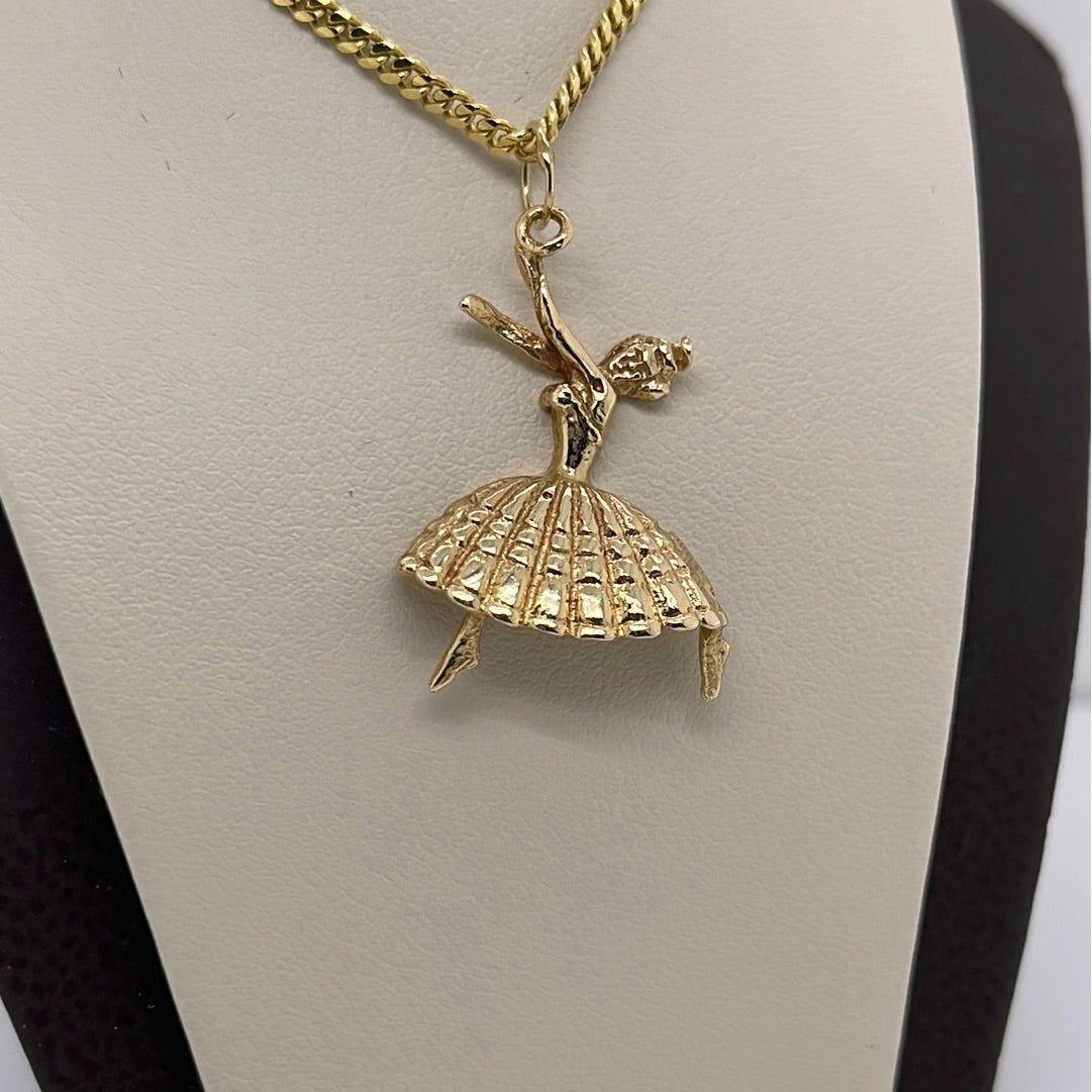14K Yellow Gold Ballerina Charm Pendant P006
