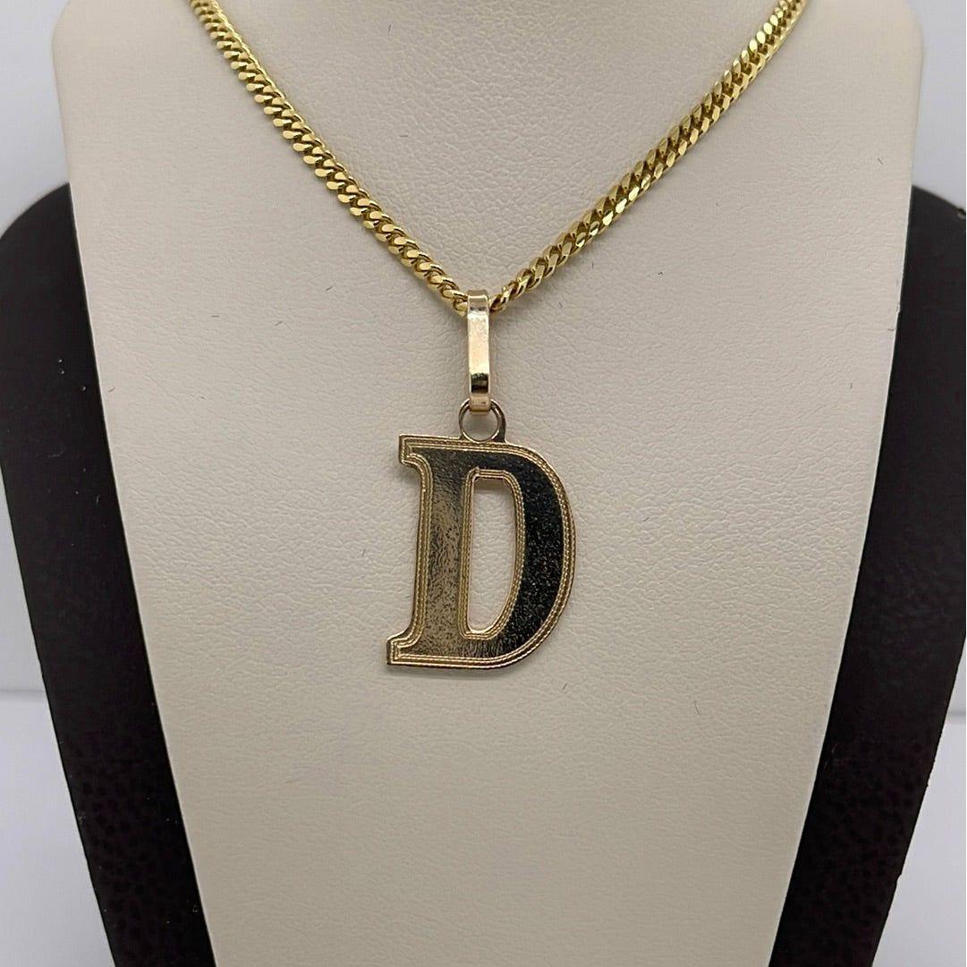 14K Yellow Gold Letter "D" Charm Pendant P034