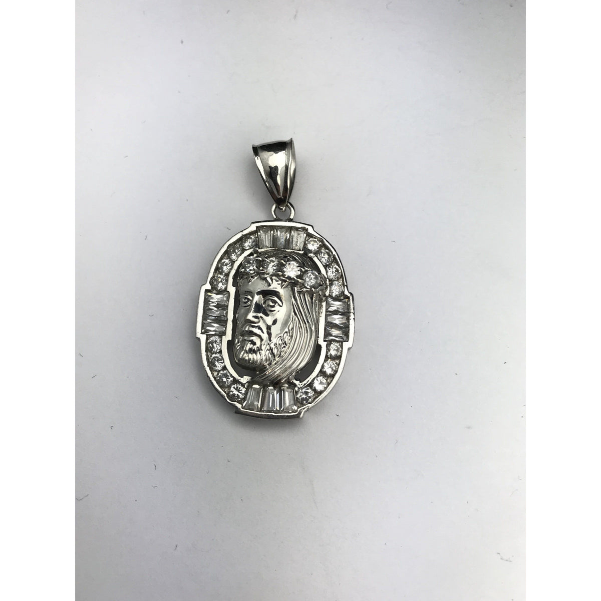 14K White Gold Jesus Pendant CHAR018