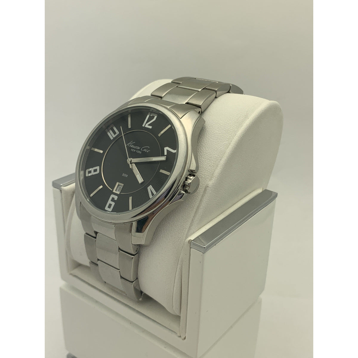 Kenneth Cole Men's Black Dial Silver Tone Stainless Steel Bracelet Watch KC3941