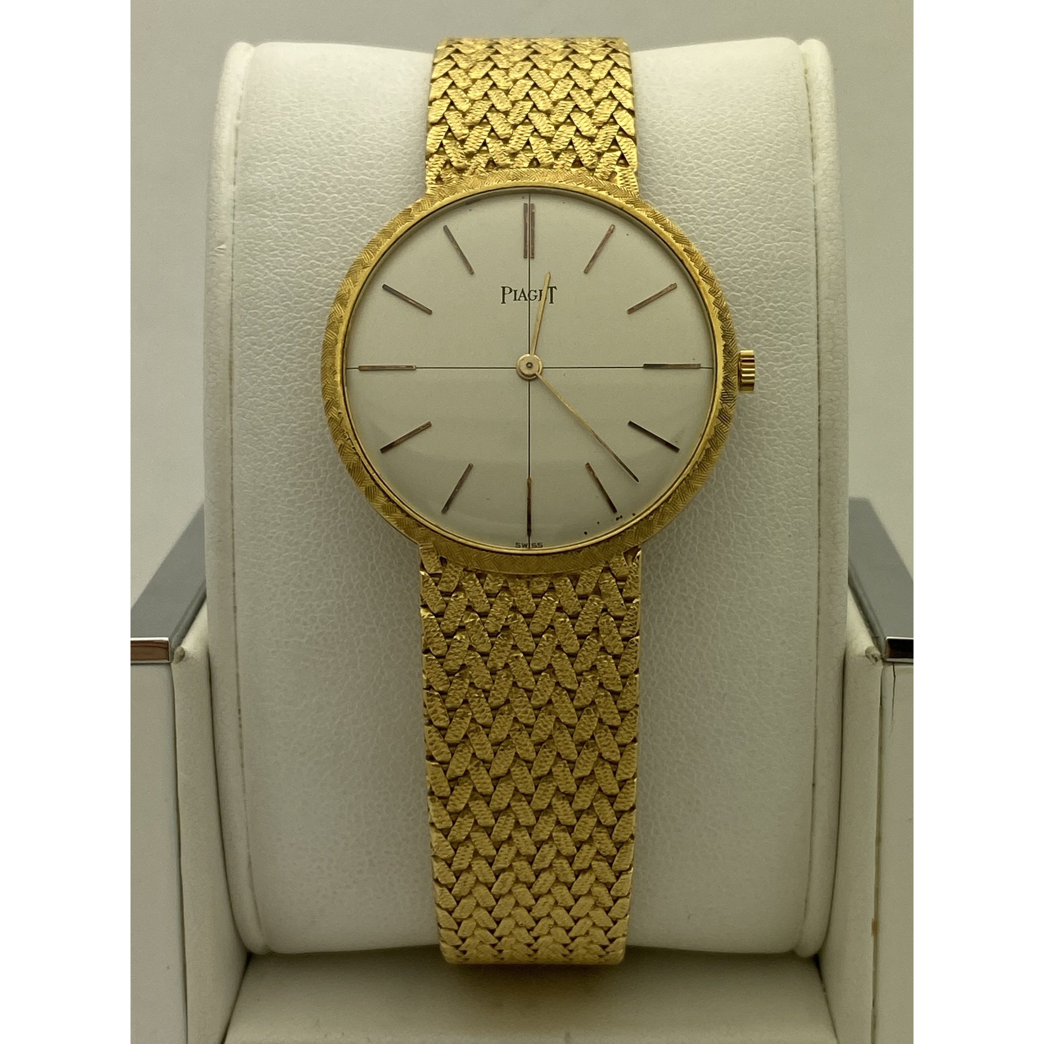 Piaget Unisex Silver Dial 18K Gold Case Bracelet Watch 903P5