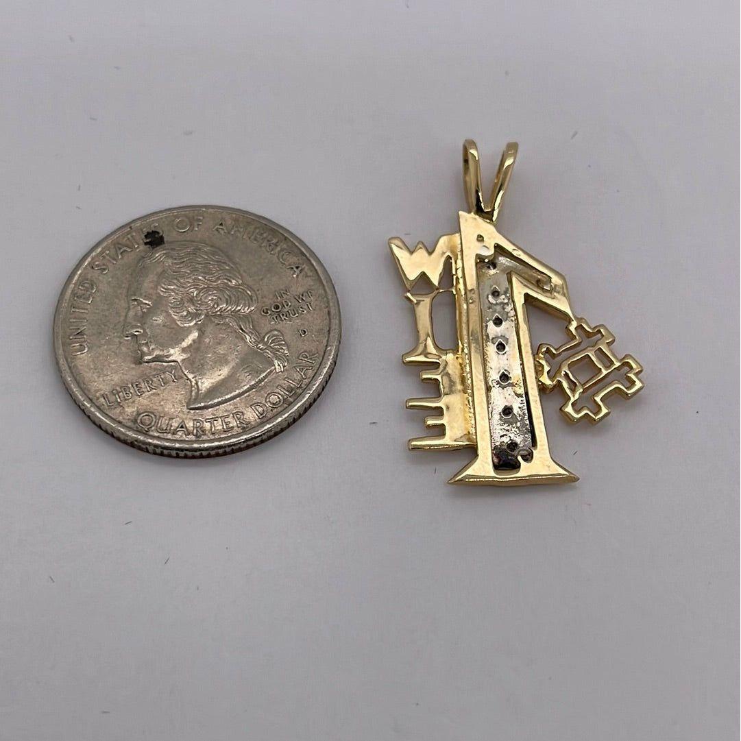 14K Yellow Gold #1 Wife Charm Pendant P011