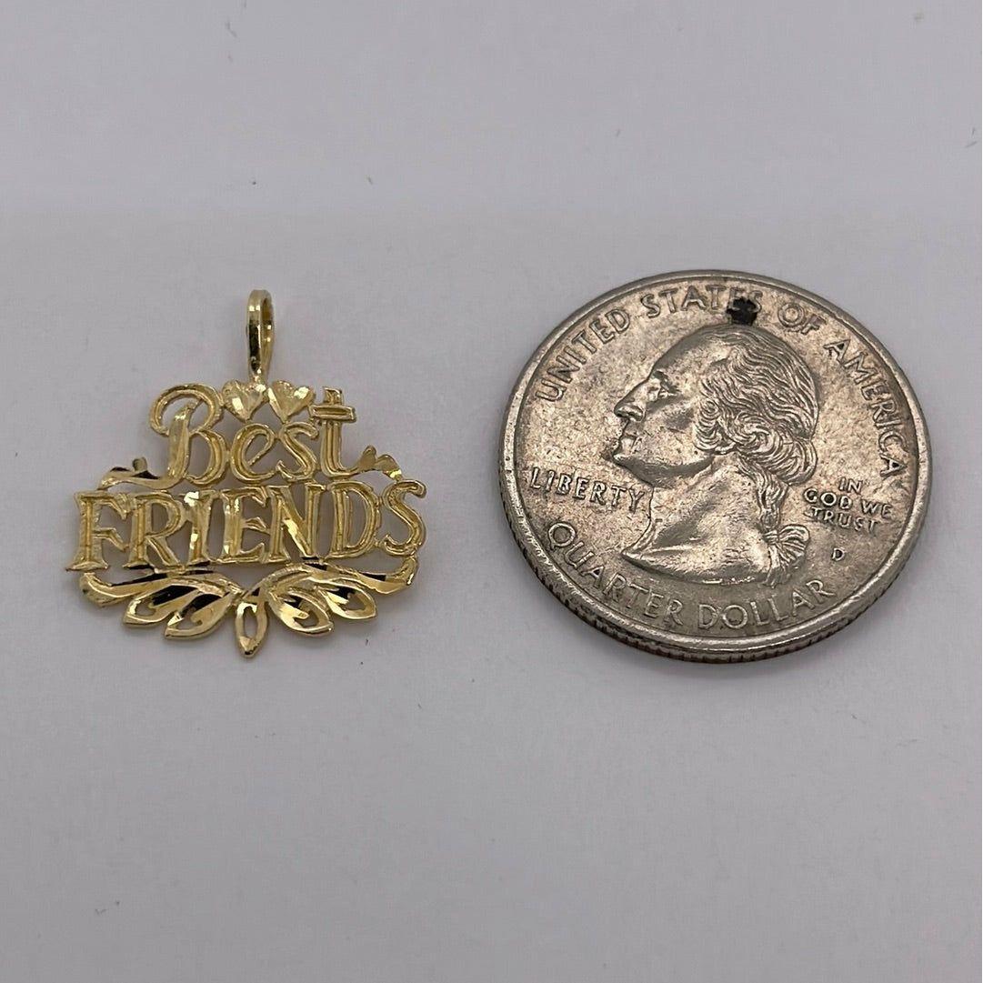 14K Yellow Gold Best Friends Charm Pendant P014