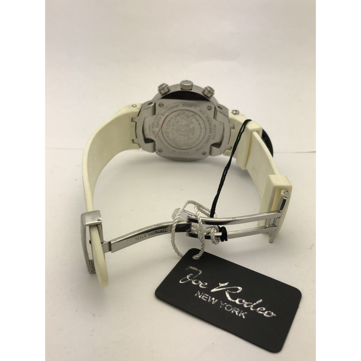 Joe Rodeo Men's Blue Mother of Pearl Dial White Rubber Band Watch JJM29