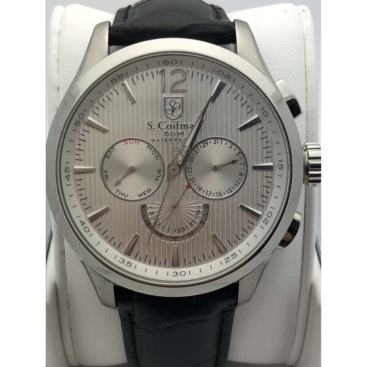 S. Coifman By Invicta Men's Silver Stainless Steel Case Black Band Watch SC0120