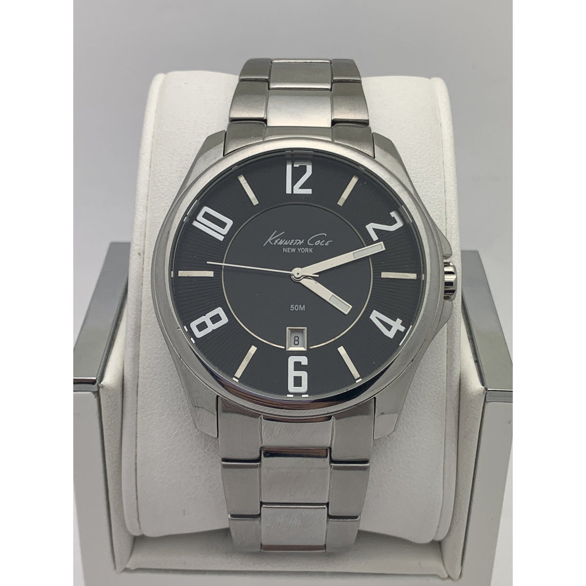 Kenneth Cole Men's Black Dial Silver Tone Stainless Steel Bracelet Watch KC3941