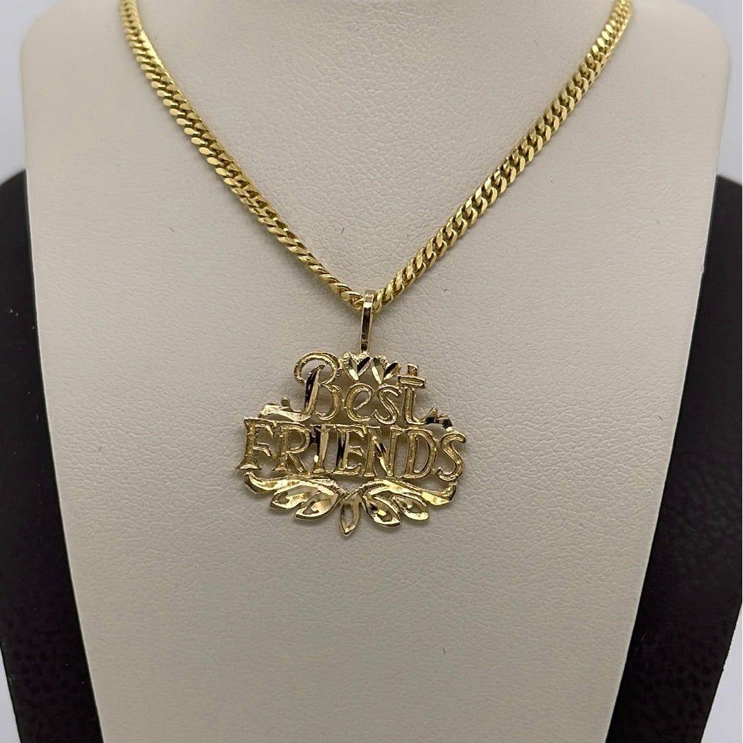 14K Yellow Gold Best Friends Charm Pendant P014