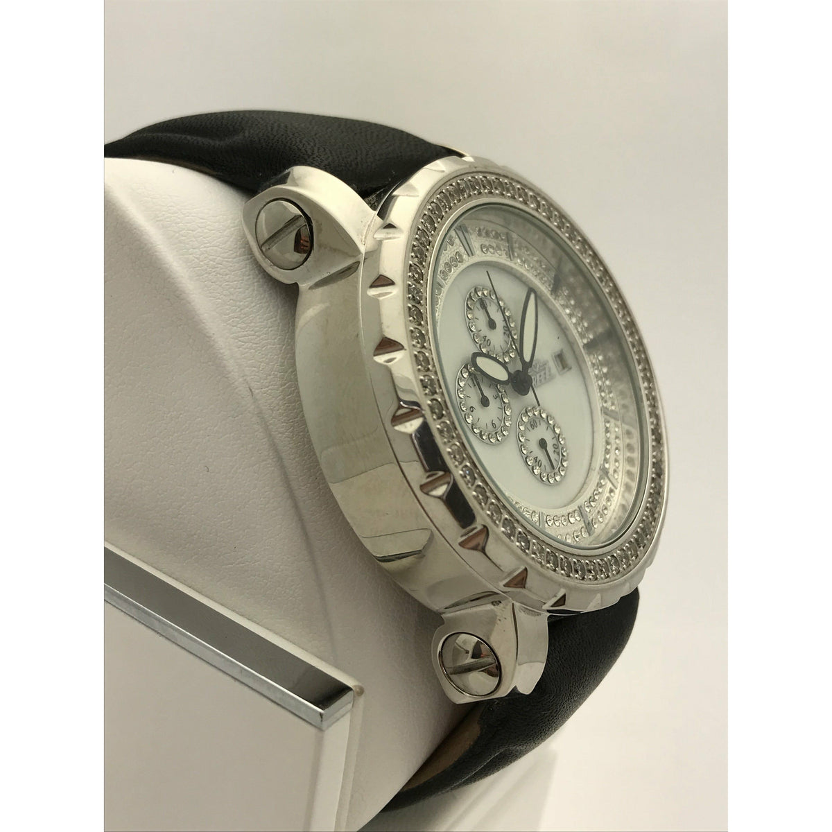 Freeze Men's Stainless Steel 2.00CT. Diamonds Crystal Chrono Dial Watch F6088