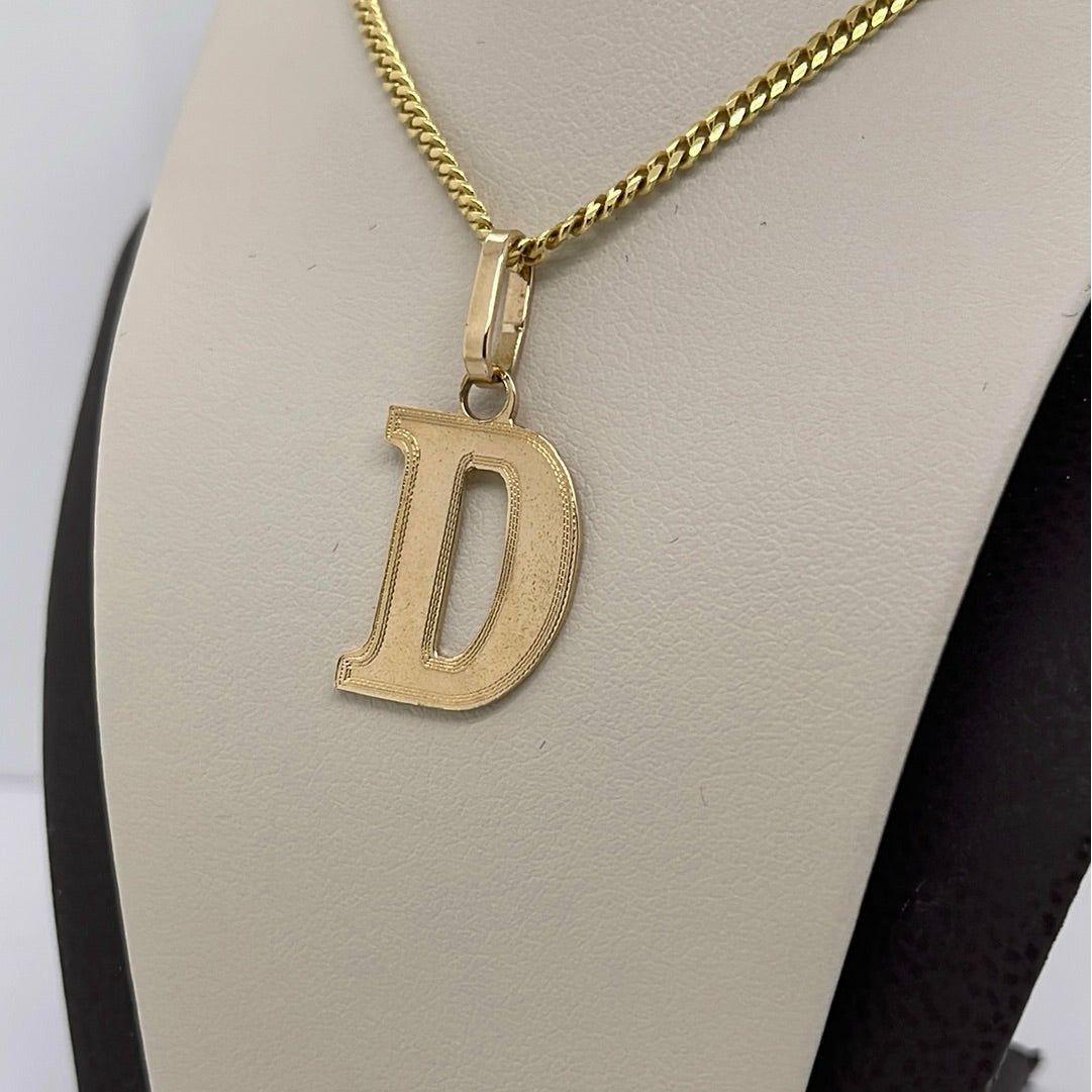 14K Yellow Gold Letter "D" Charm Pendant P034