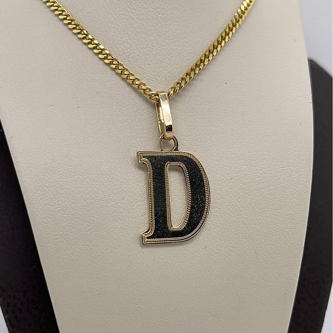 14K Yellow Gold Letter "D" Charm Pendant P034