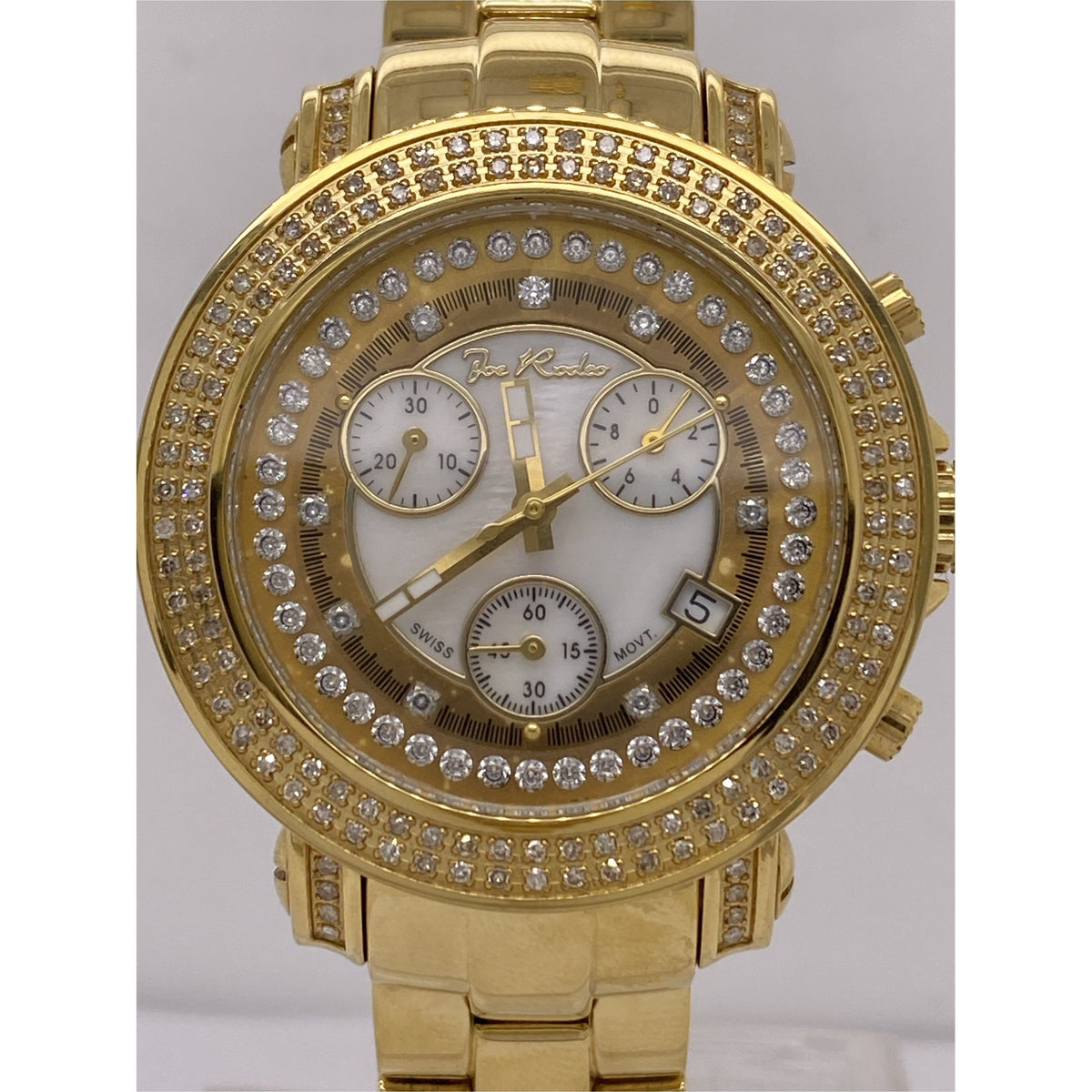 Joe Rodeo Rio 1.25CT. Bezel MOP Dial Yellow Gold Bracelet Watch JRO12
