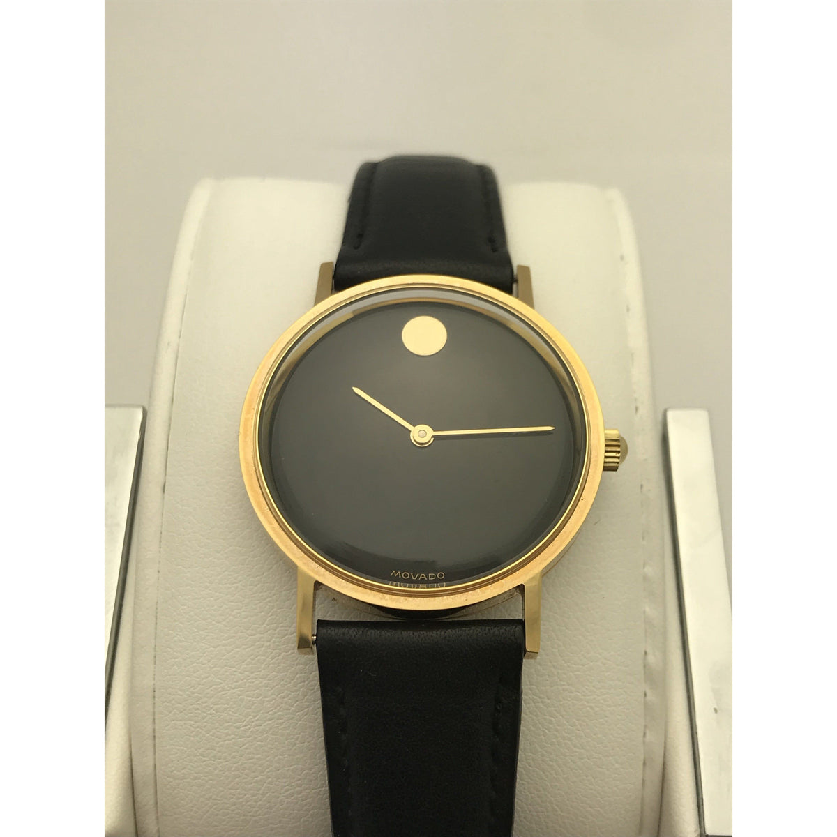 Movado Men's Limited Edition 1994 Black Dial Black Leather Strap Watch 1933775