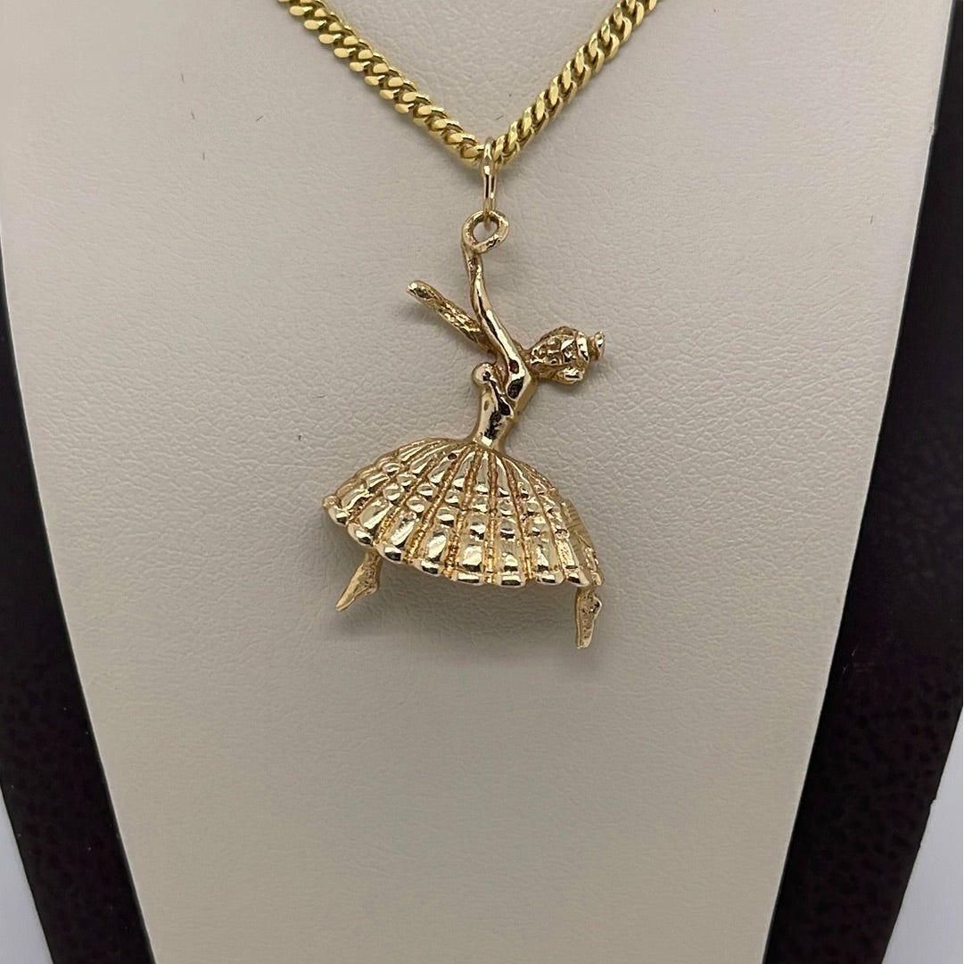 14K Yellow Gold Ballerina Charm Pendant P006