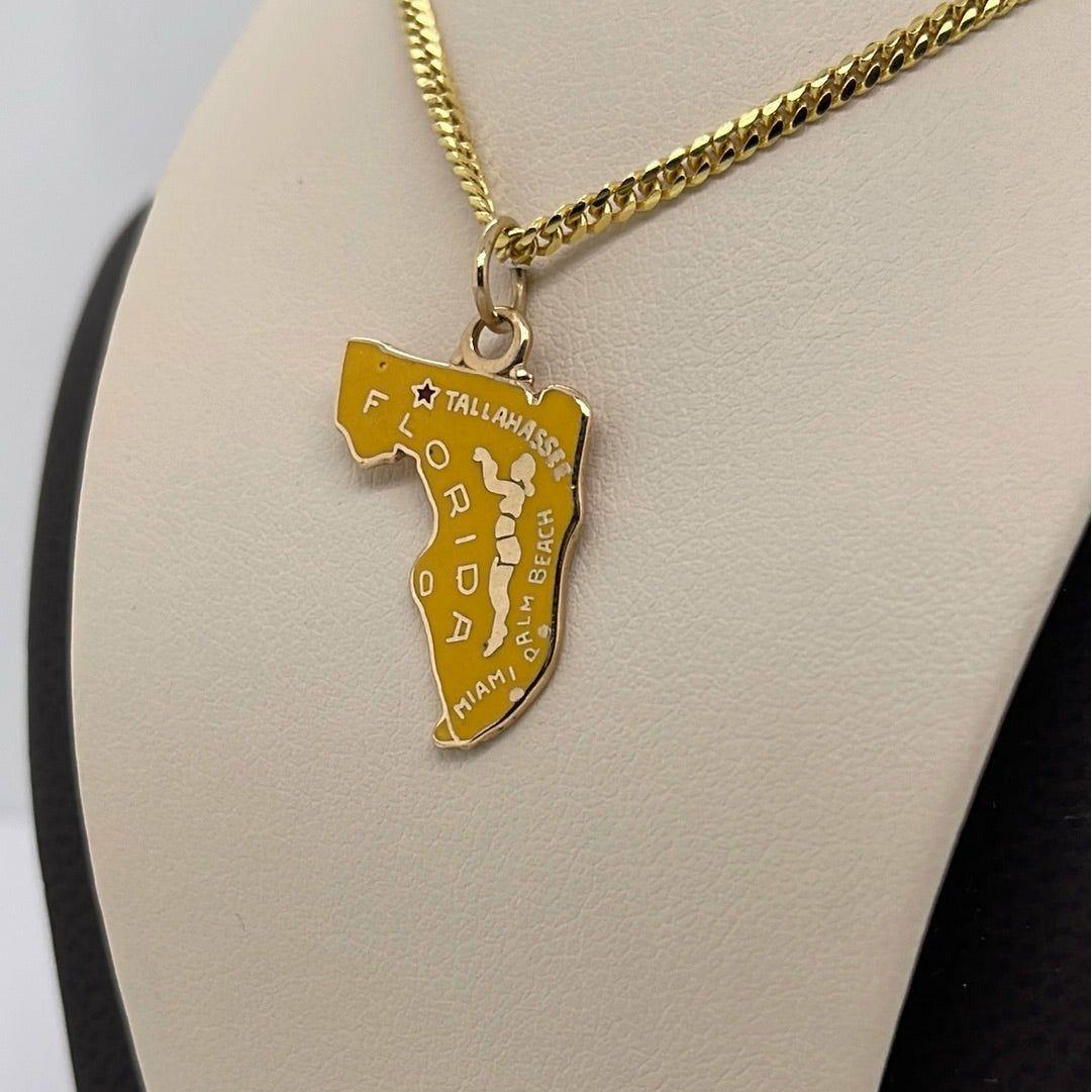 14K Yellow Gold Florida State Charm Pendant P059