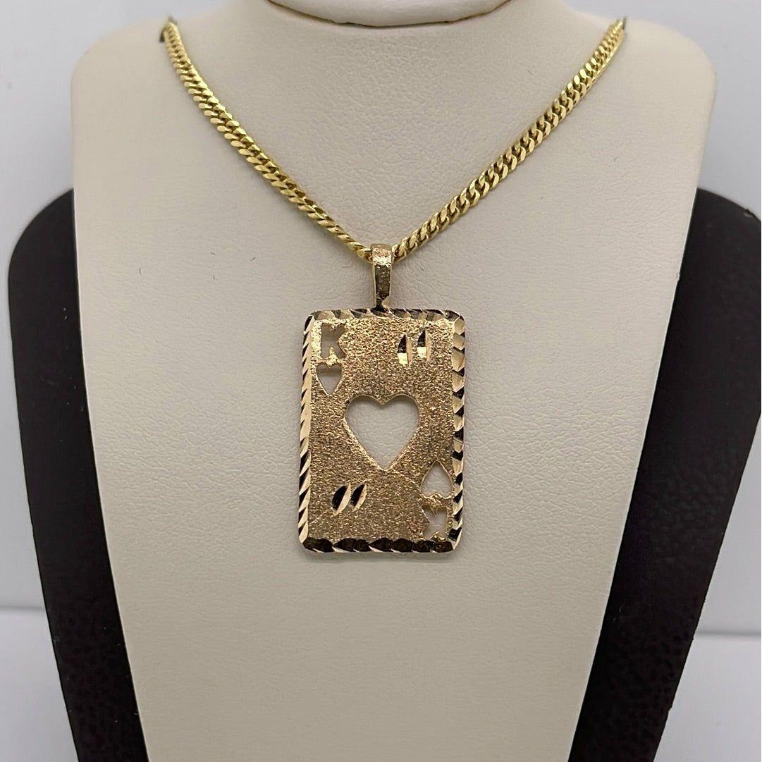 14K Yellow Gold King Playing Card Charm Pendant P030
