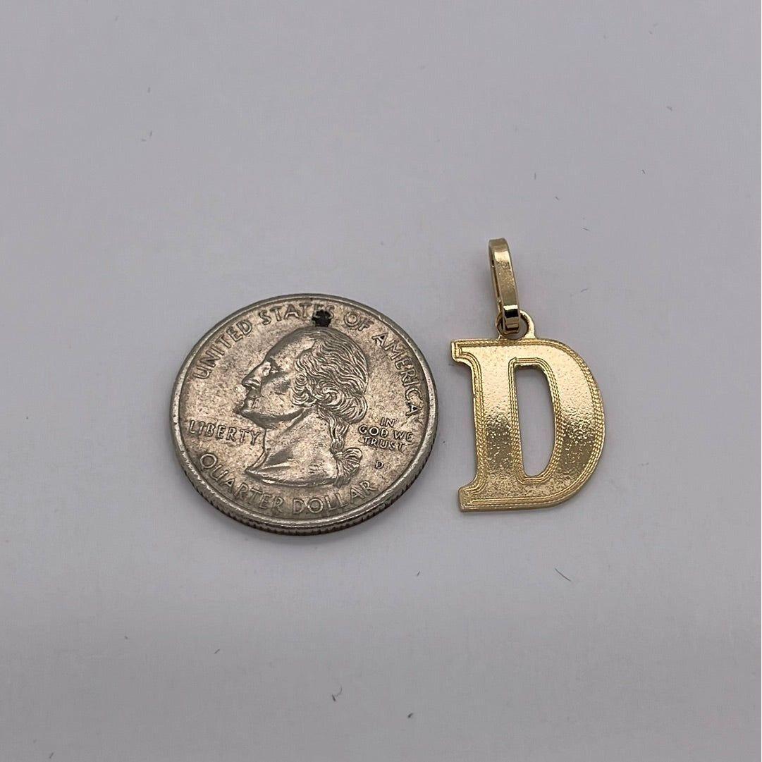 14K Yellow Gold Letter "D" Charm Pendant P034