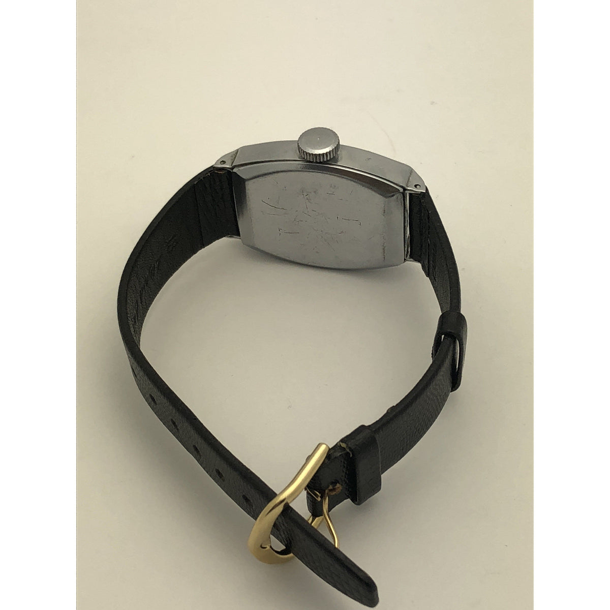 Wristocrat Men's Yellow Dial Stainless Steel Black Genuine Leather Watch 1036