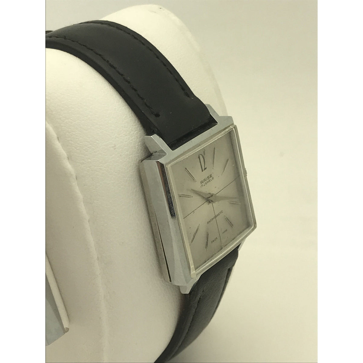 Raise Unisex 17 Jewels Antimagnetic Silver Dial Black Leather Band Watch 2244