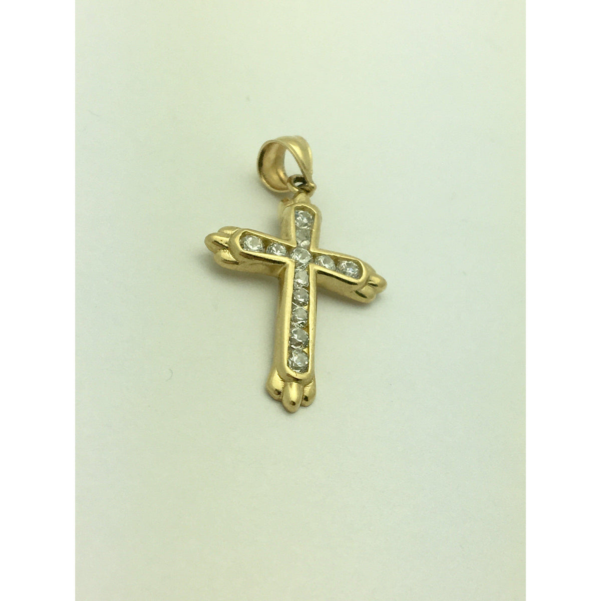 CHARJ039 14K Yellow Gold Cross with Diamonds Charm
