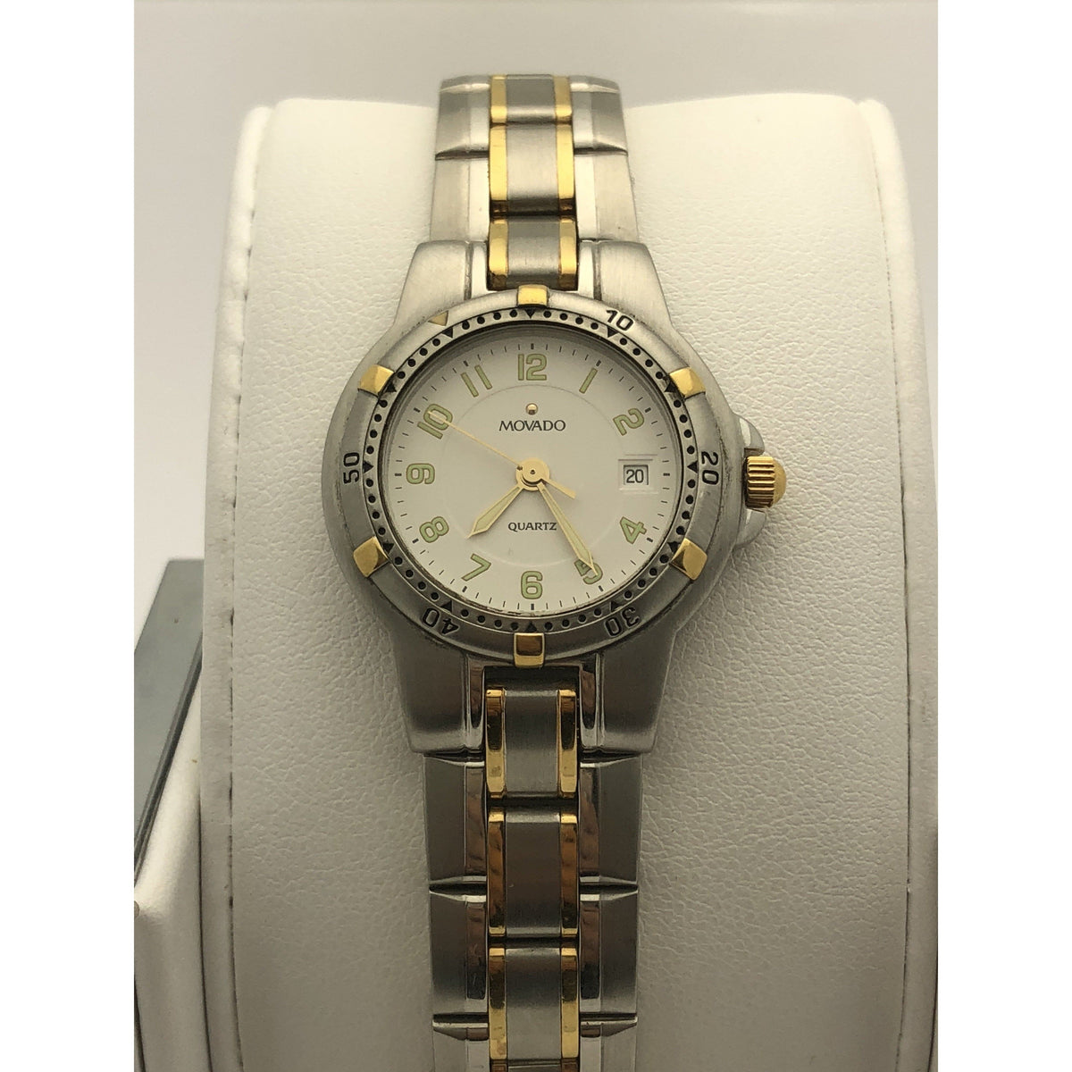Movado Ladies Quartz White Dial Two Tone Stainless Steel Watch 0602952