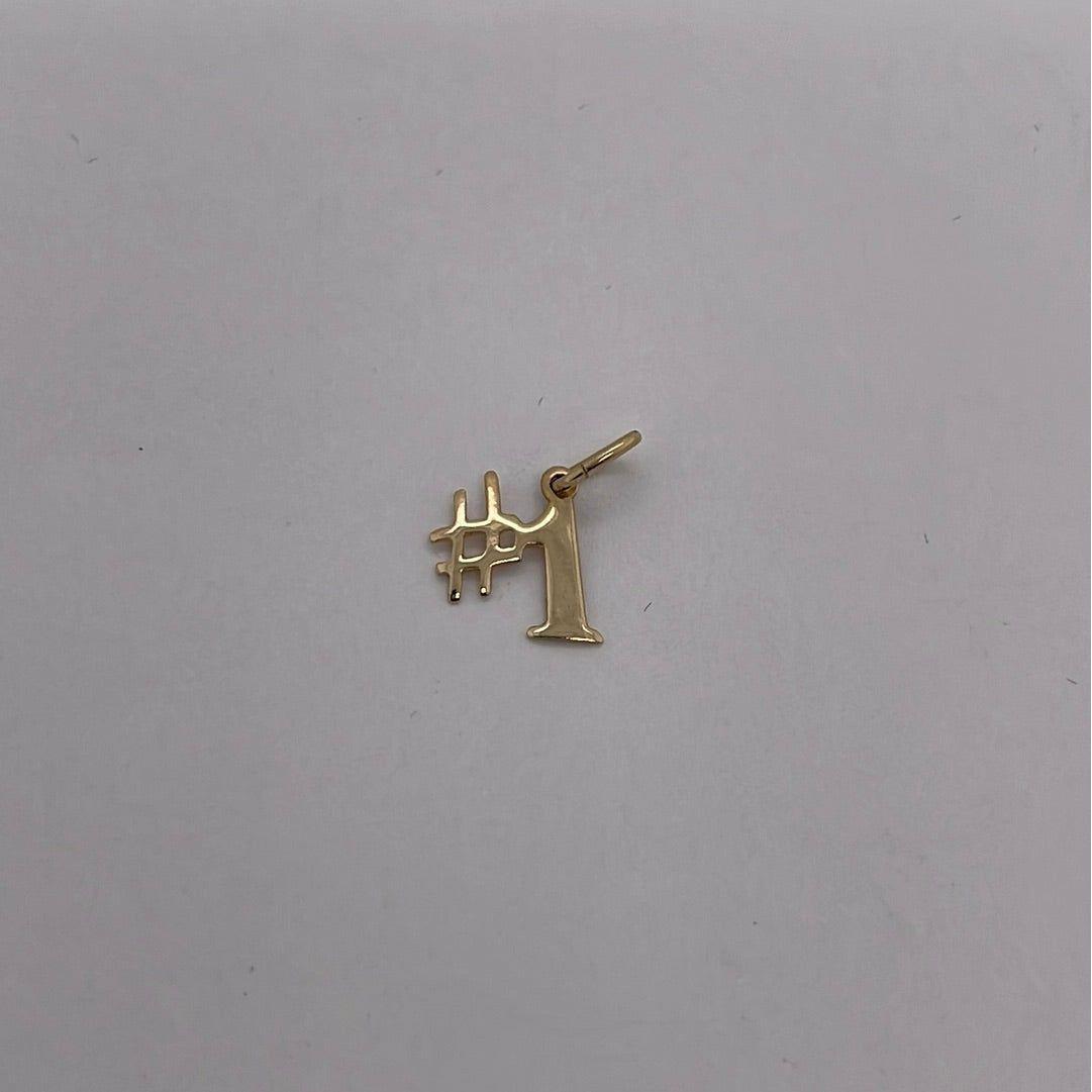 14K Yellow Gold #1 Charm Pendant P047