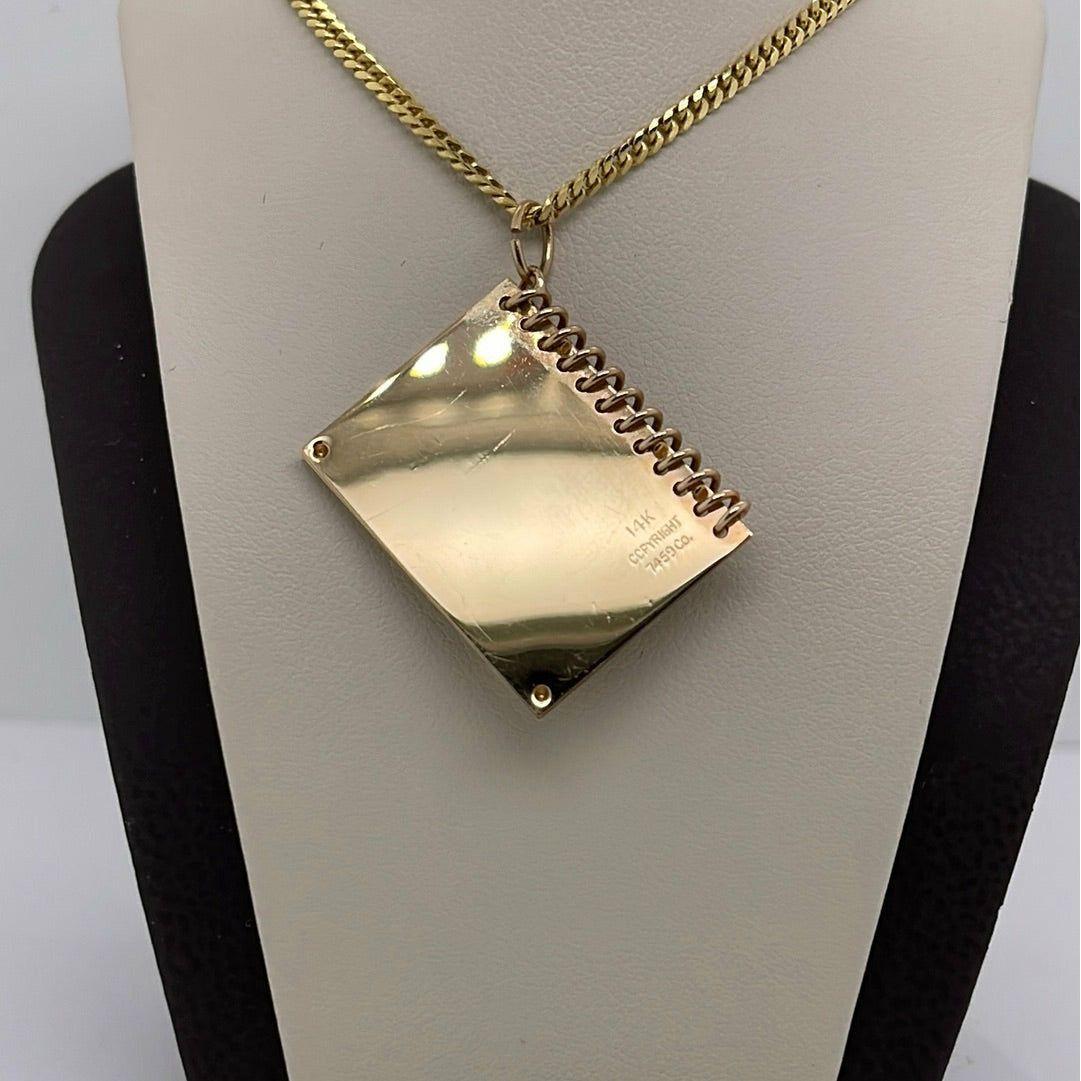14K Yellow Gold Seasons Greetings Christmas Tree Charm Pendant P045
