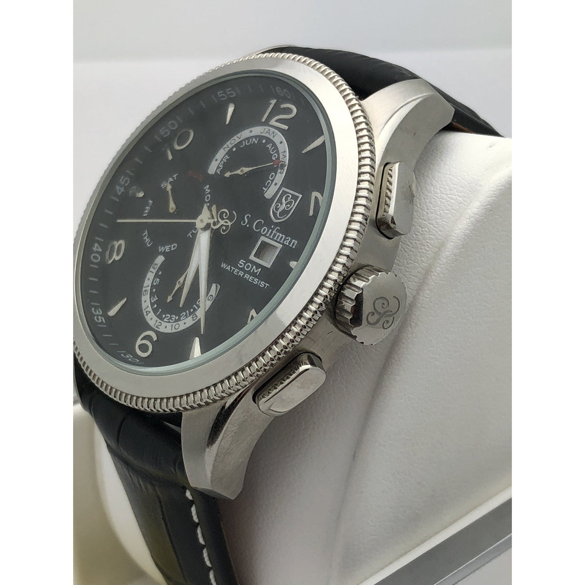 S. Coifman By Invicta Men's Silver Stainless Steel Case Black Band Watch SC0105