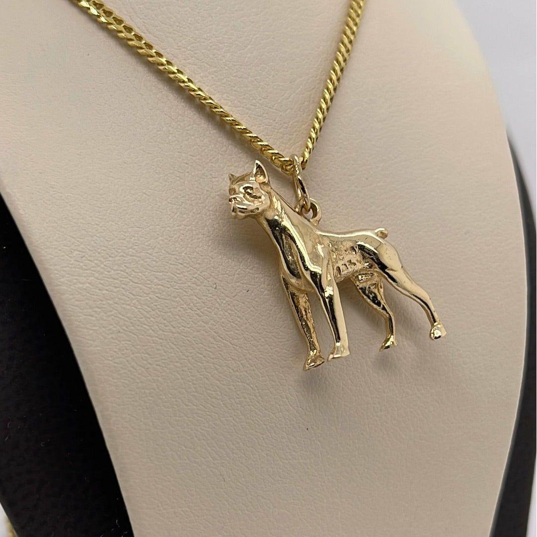 14K Yellow Gold Dog Charm Pendant P065