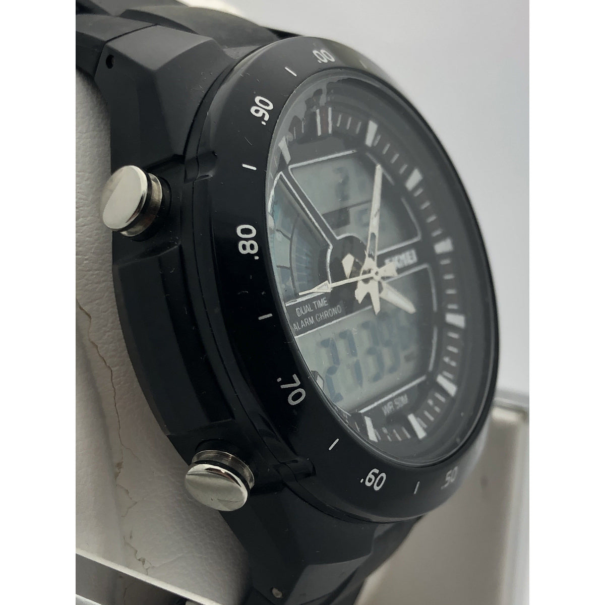 SKMEI Men's Dual Time Alarm Chrono Black Strap Watch 1016