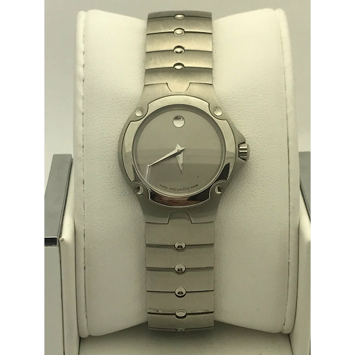 Movado Ladies Silver Tone Dial Stainless Steel Bracelet Watch 0604481