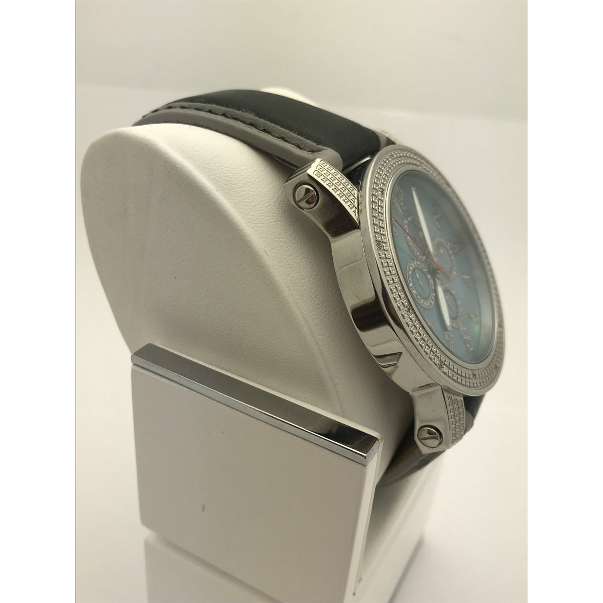 TDiezel Men's Mother of Pearl Dial Black/Gray Leather Band Watch RS-8363M