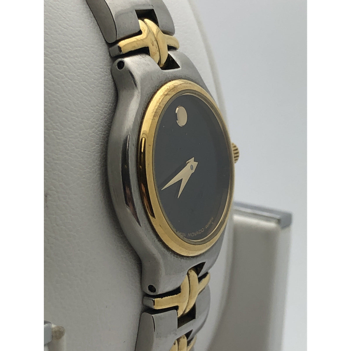 Movado Ladies Black Museum Dial Two Tone Stainless Steel Bracelet Watch 0601926