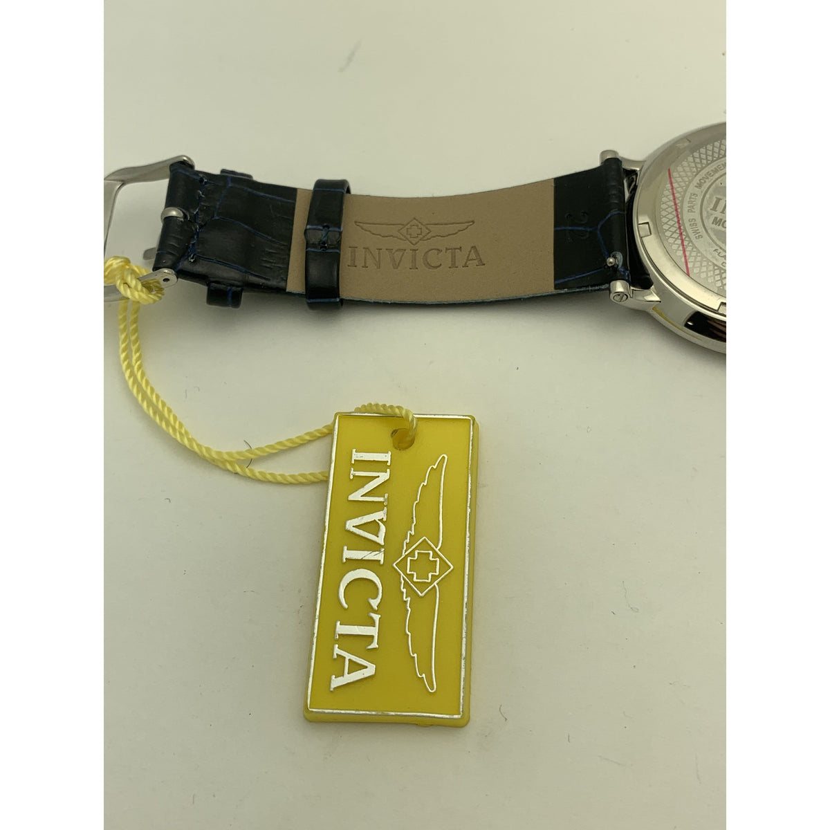 Invicta White Dial Dark Blue Leather Strap Watch 0065