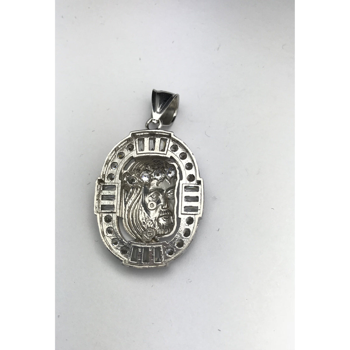 14K White Gold Jesus Pendant CHAR018