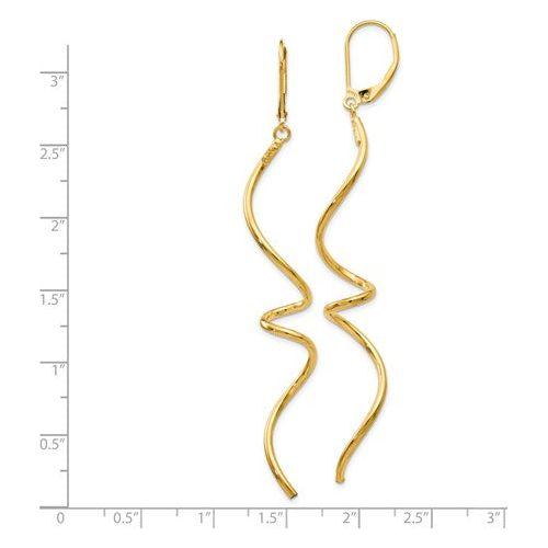 EARDDQGLE1686 Leslie's 14k Polished Twisted Dangle Leverback Earrings