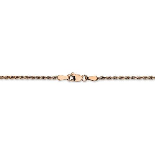BRQGR014-7 14k Rose Gold 1.8mm D/C Rope Chain