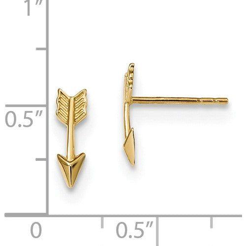 EARBBQGTC1006 14k Gold Polished Arrow Post Earrings