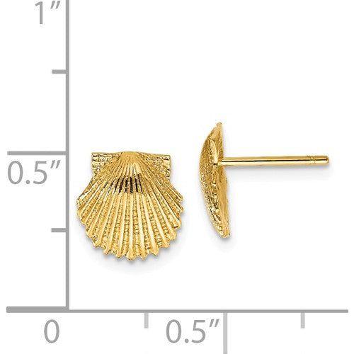 EARBBQGTC569 14k Scallop Shell Post Earrings