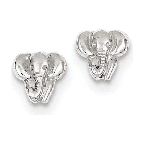 EARBBQGTF540W 14k White Gold Elephant Earrings