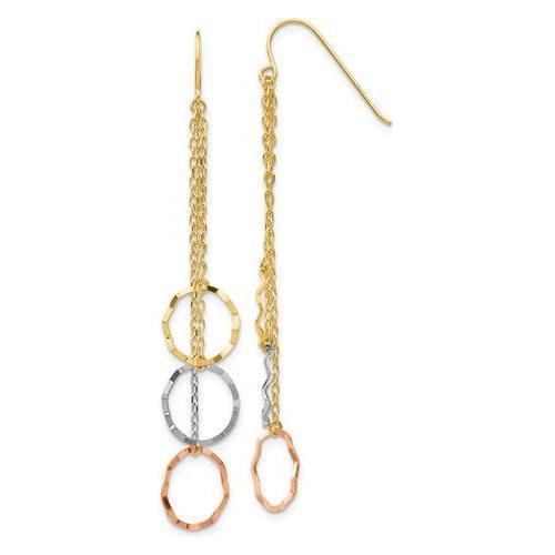 EARDDQGTH569 14K Tri-Color Faceted Circle Earrings
