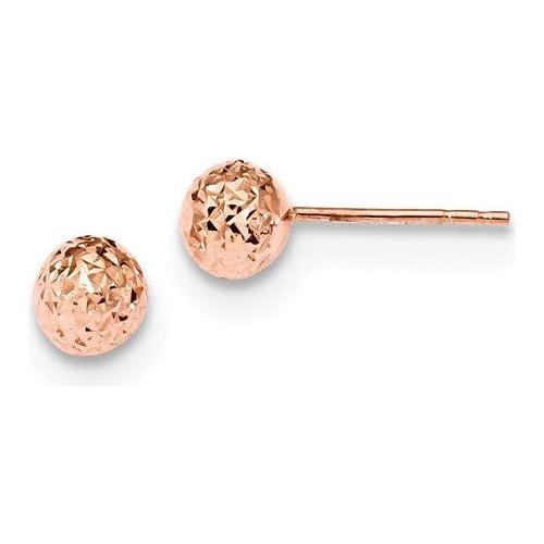 EARBBQGTL1027R 14k Rose Gold 6mm Diamond-Cut Ball Post Earrings