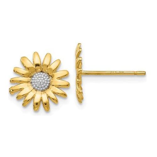 EARBBQGTM735 14k And Rhodium Mini Daisy Post Earrings