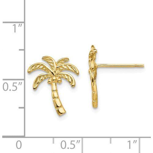 EARBBQGTM774 14k Palm Tree Post Earrings