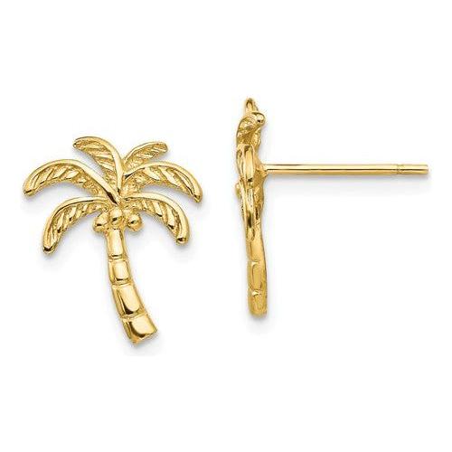 EARBBQGTM774 14k Palm Tree Post Earrings