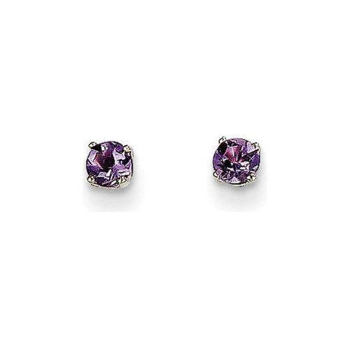 EARBBQGXBE110 14k White Gold 3mm Amethyst Stud Earrings